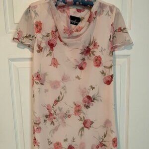 Vintage 90's Pink Floral Overlay Dress Positive Attitudes